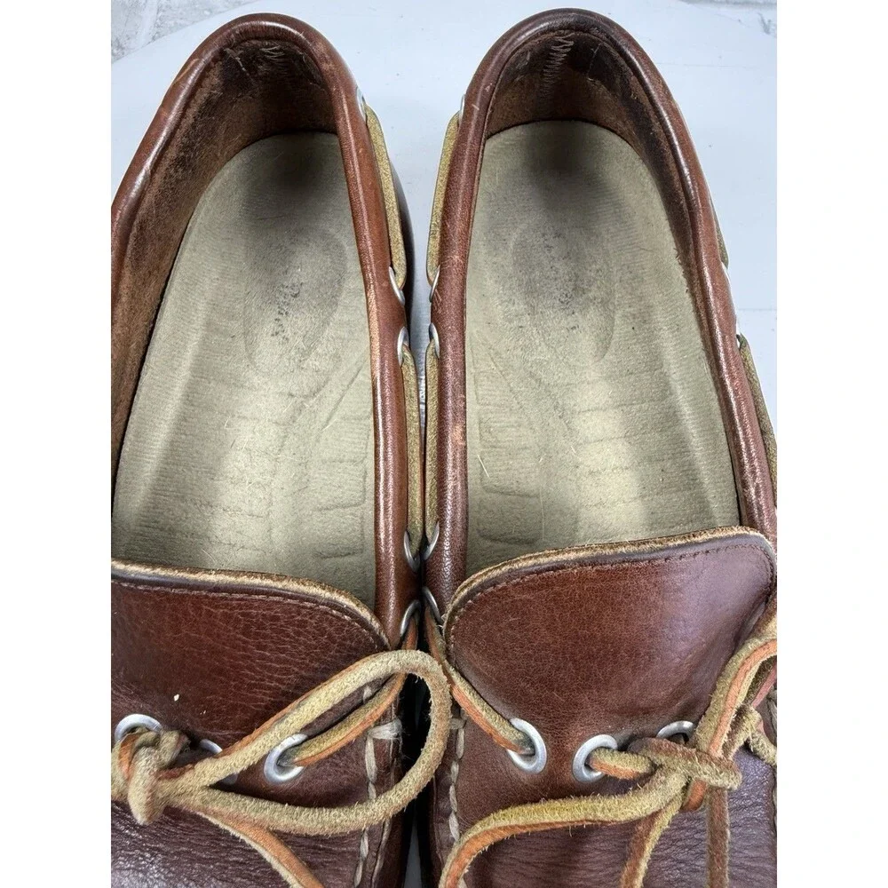 L.L. Bean Handsewn Camp Mocs Men Size 9 Brown Leather Boat Loafers Shoes